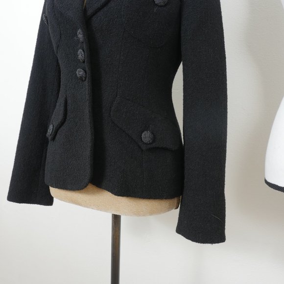 Lolita Lempicka Black Button Up Fitted Classic Wool Blazer Size 38/US 6 Jacket - Picture 5 of 15